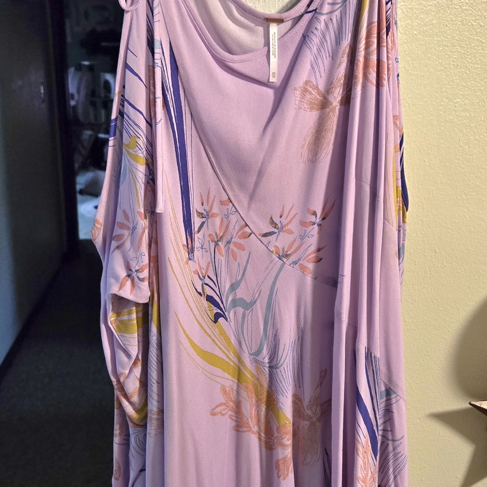 Free People Lavender Floral Print Lightweight Top
